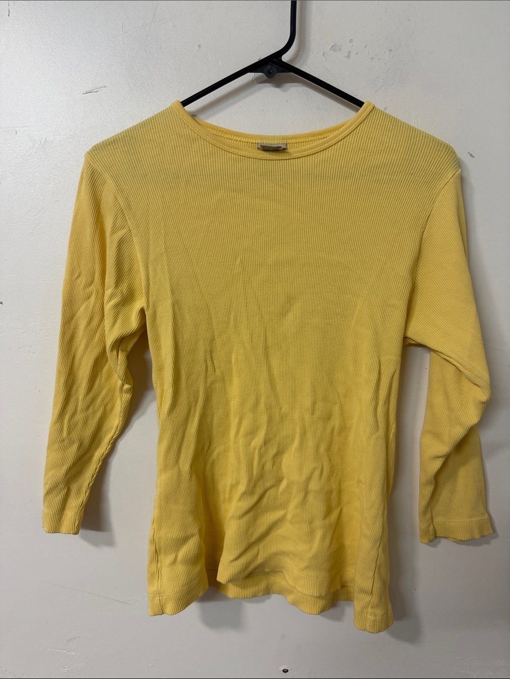 L.L. Bean Sunny Yellow Ribbed Crewneck Top